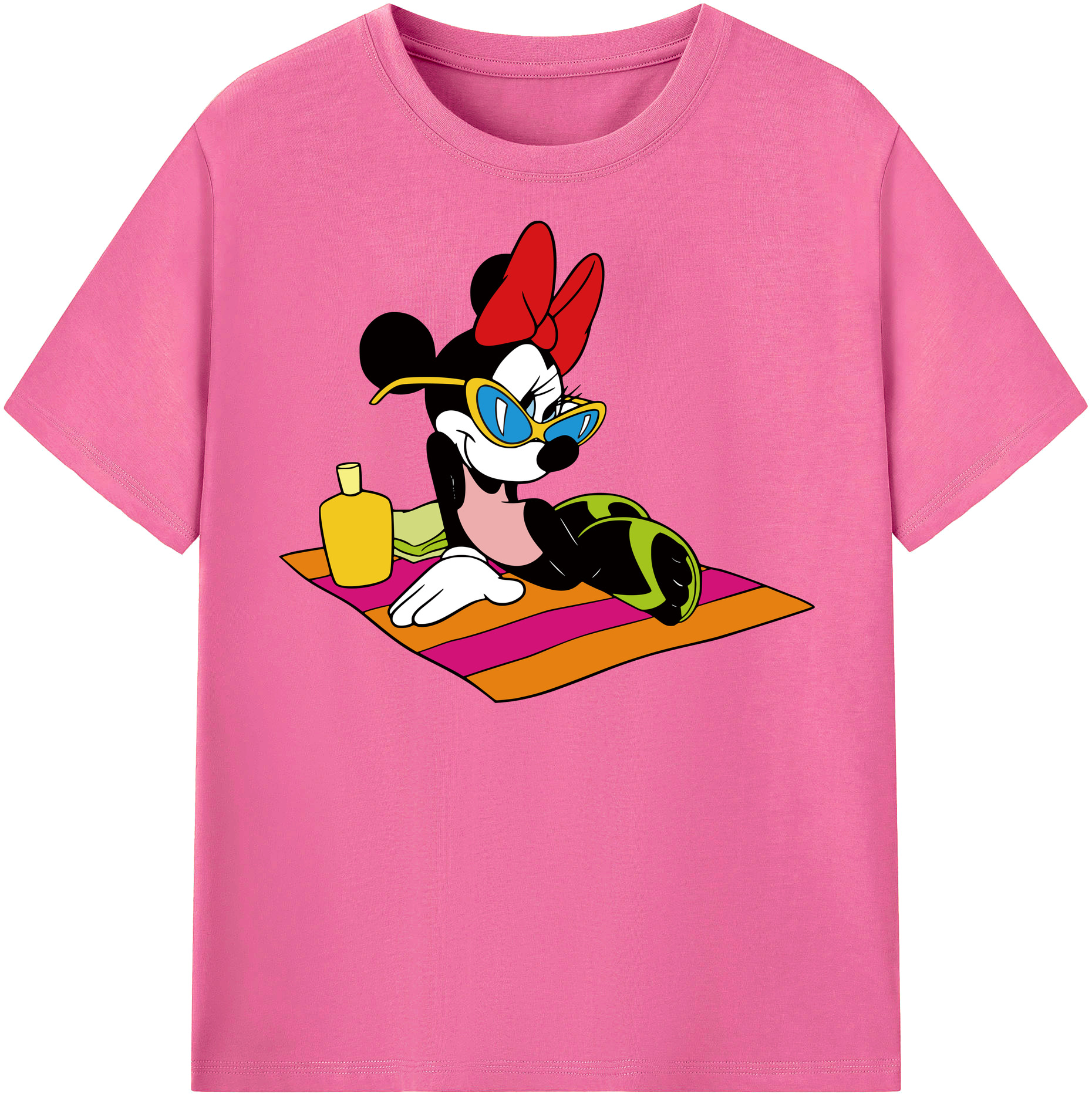 （画像用） ミッキーマウス Mickey Mouse レディースカジュアルプリントTシャツ（綿100％）